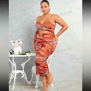 Shein colorful ruched cutout dress 3X